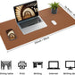 Leather Desk pad Protector, Large Desk mat with Natural Cork & PU Leather,Mouse pad,Non-Slip Office Desk Mat,Waterproof Desk Writing Pad for Office and Home (35in*17in, Brown)