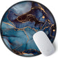 ITNRSIIET Round Mouse Pad with Stitched Edge Premium-Textured Waterproof Non-Slip Rubber Base Desktop Protection Mat Diameter 8.7 inches, Blue and Black Marble