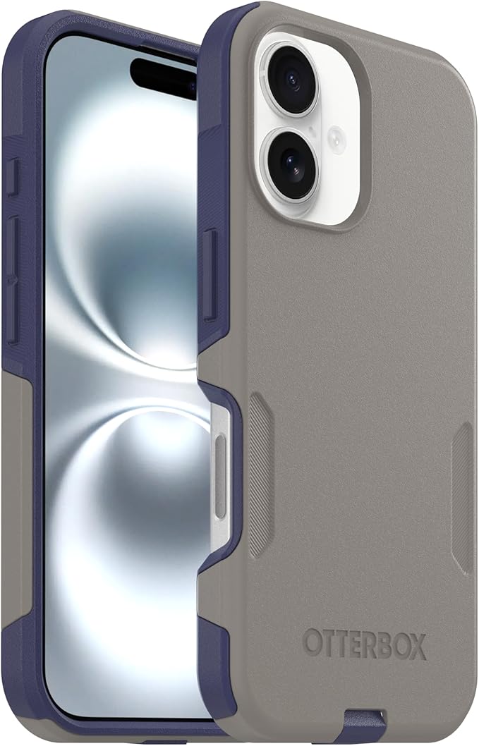 OtterBox iPhone 16 (Only) - Commuter Series MagSafe Case - Fogbound Blue (Grey & Blue) - Built-in Magnets - Slim & Tough - Pocket-Friendly - with Port Protection