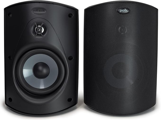Polk Audio Atrium 6 All-Weather Outdoor Speakers with Bass Reflex Enclosure (Pair, Black), Broad Sound Coverage, Speed-Lock Mounting System (Pack of 6)