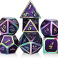 Purple Metal Dice Set D&D, DNDND 7 Die Enamel Polyhedral DND Dice Set with Metal Tin for Dungeons and Dragons and Role Playing Game