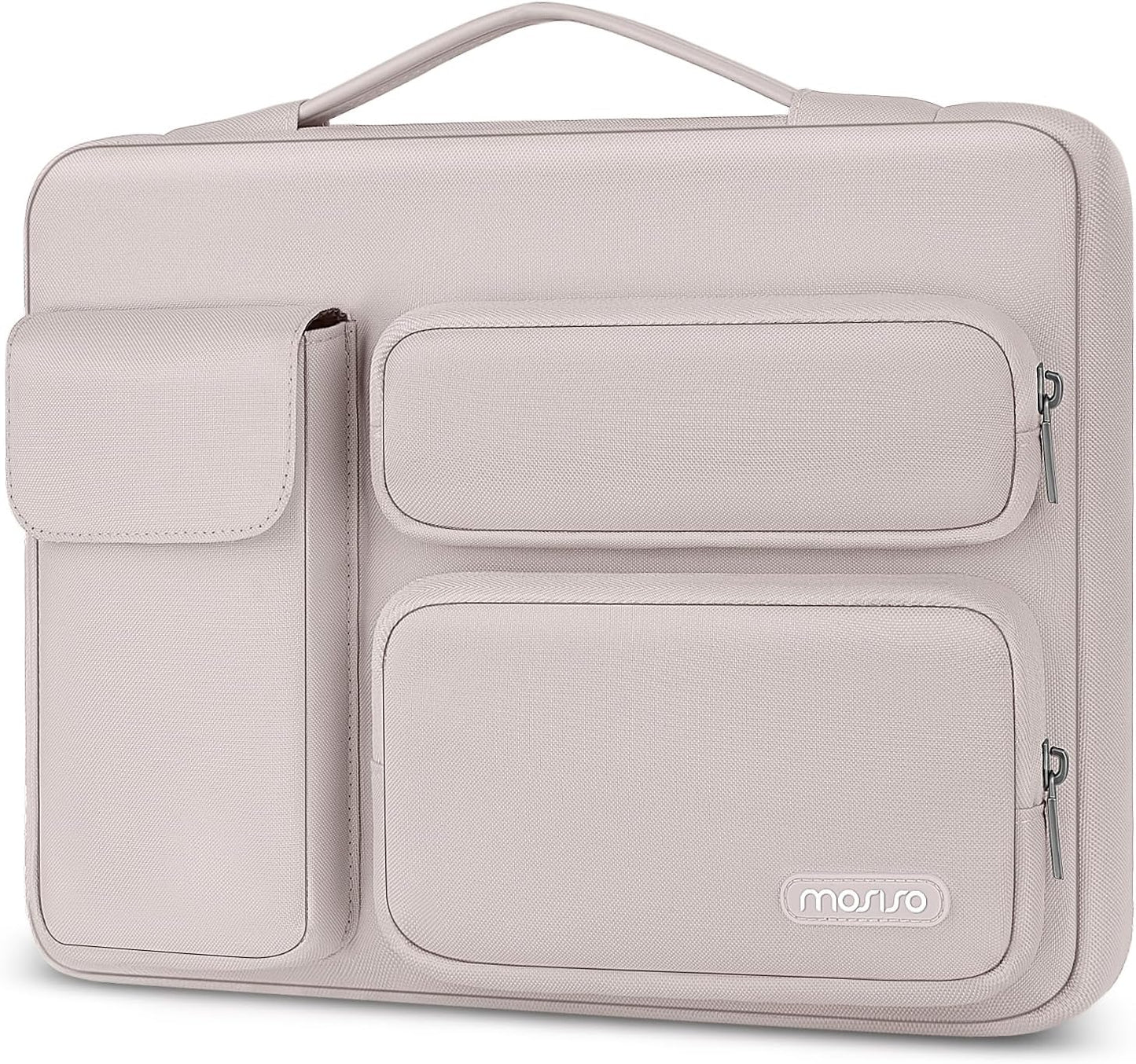 MOSISO 360 Protective Laptop Case 13.3 inch, 13-13.3 inch Laptop Sleeve Compatible with MacBook Air/Pro 13 / Pro 14, HP Dell ASUS Lenovo, Side Open Bag with 2 Raised&1 Flapover Pockets, Stone Gray