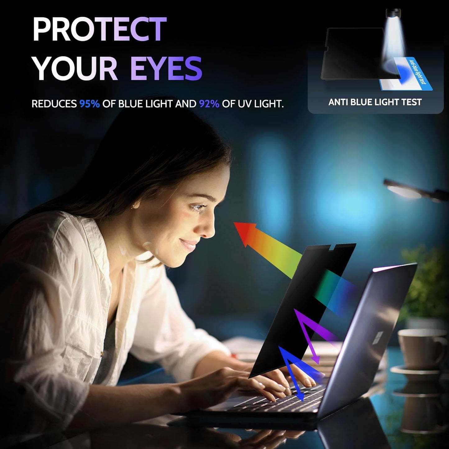 Privacy Screen for 12.4 Inch Surface Laptop Go 3/2/1, MagicSuction™ Removable Anti Spy Black Protector, Glare Blue Light Filter for Microsoft Laptop Computer Monitor