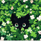 ITNRSIIET Mouse Pad with Stitched Edge Premium Textured Smooth Precise Operation Waterproof Washable Non-Slip Rubber Base Desktop Protection Mat, 10.2×8.3×0.12 inches, Green Leave Cat