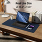 YSAGi Leather Desk Protector, Office Mat, Large Mouse Mat, Non-Slip PU Leather Blotter, Laptop Desk Mat, Waterproof Writing Pad for Office and Home (Dark Blue, 23.6" x 13.8")