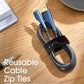 40Pcs Nearockle Reusable Cable Ties, Adjustable Silicone Cord Organizer Small Zip Ties for Charging Cords Earphone Computer Wire, Office Desk Cable Management Travel Accessories(White&Black)