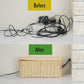 PEMAR Natural Rattan Wicker Cable Management Box, Cable Organizer, 2 Open Slots, Under Desk Cord Organizer, Cover & Hide Power Strips for TV Desk, Computer, Router, USB Hub (Bright Natural Color)