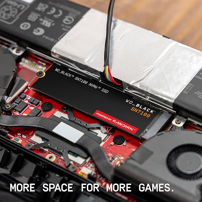 WD_Black SN7100 1TB NVMe SSD - Gen4 PCIe, M.2 2280, Up to 7,250 MB/s Read Speed, Up to 6,900 MB/s Write Speed, Next Gen TLC 3D NAND, for Laptops, Handheld Gaming Devices - WDS100T4X0E
