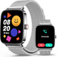 SOUYIE Smart Watch for Women Men, 1.85" AI Voice Smartwatch, 24/7 Heart Rate Monitor, Stress/SpO2/Sleep Tracker, IP68 Waterproof, Weather, 100+ Sports Fitness Tracker for Android iOS Silver Metal