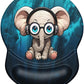 ITNRSIIET Ergonomic Mouse Pad with Gel Wrist Support Small Wrist Rest Smooth Surface Non-Slip PU Base Comfortable Office Supplies Pain Relief, 8.7 x 7.2 inches, Pretty Elephant