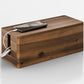 Acacia Wood Large Cable Management Box Round Edge - 16" L Wooden Power Strip Box, Surge Protector Box - Cable Hider Box for Office, Living Room - 2 Open Slots, Magnetic Lid (Walnut Color)
