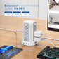 Power Strip Surge Protector, 10 Ft Extension Cord with 12 AC Multiple Outlets 4 USB (1 USB C), SMALLRT Power Tower Desktop Charging Station (White, 16.4 FT)