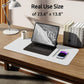 YSAGi Leather Desk Protector, Office Mat, Large Mouse Mat, Non-Slip PU Leather Blotter, Laptop Desk, Waterproof Writing Pad for Office and Home (White, 23.6" x 13.8")