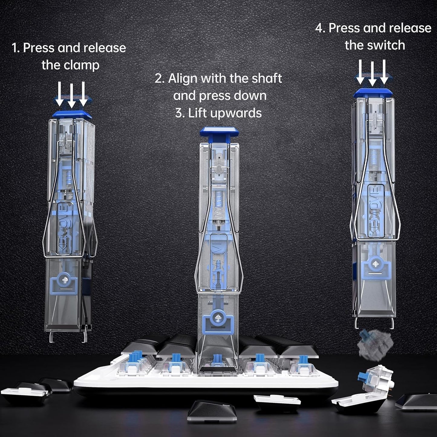 KEMOVE P10 2-in-1 Switch & Keycap Puller for Mechanical Keyboards, Quick & Painless Removal, DIY Customization, Maintenance, Cleaning for Beginners & Enthusiasts