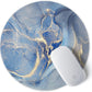 ITNRSIIET Round Mouse Pad with Stitched Edge Premium-Textured Waterproof Non-Slip Rubber Base Desktop Protection Mat Diameter 8.7 inches, Blue Marble Texture