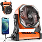 KITWLEMEN 20000mAh Battery Powered Camping Fan - 58H Max Cooling, Rechargeable Battery Operated Desk Fan with 4 Speeds, Bright Light & Hanging Hook, Portable for Tent Outdoor Hurricane Power Outage