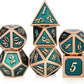 Teal D&D Metal Dice Set,DNDND 7 PCS Metallic Dungeons and Dragons Dice with Free Metal Case for D&D Game Role Playing (Teal and Copper)