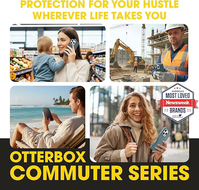 OtterBox iPhone 16 Pro (Only) – Commuter Series Case – Built-in MagSafe – Thin, Dual-Layer, Pocket-Friendly, Port Cover – Saltwater Breeze (Sage/Blue)