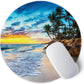 ITNRSIIET Round Mouse Pad with Stitched Edge Premium-Textured Waterproof Non-Slip Rubber Base Desktop Protection Mat Diameter 8.7 inches, Beach