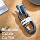 20Pcs Nearockle Reusable Cable Ties, Adjustable Silicone Cord Organizer Small Zip Ties for Charging Cords Earphone Computer Wire, Office Desk Cable Management Travel Accessories(White)
