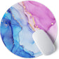 ITNRSIIET Round Mouse Pad with Stitched Edge Premium-Textured Waterproof Non-Slip Rubber Base Desktop Protection Mat Diameter 8.7 inches, Blue Purple Marble Art