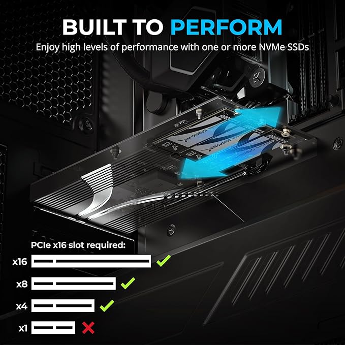 SABRENT PCIe 3.0 x4 Add-in Card with 10GbE and 3X M.2 NVMe SSD Slots, Tool-Free Aluminum Heatsink, Supports 2230/2242/2260/2280, No Bifurcation Required, NAS/Server/PC Compatible (EC-PM2L)
