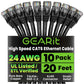 GearIT Cat 6 Ethernet Cable Pack - 10-Pack 20 ft Cat6 Ethernet Patch Cables | RJ45 Network Patch Cable, 10 Gbps Snagless Gold-Plated Connectors - Ethernet Cable Cat 6 for PC, TV, Router - Black