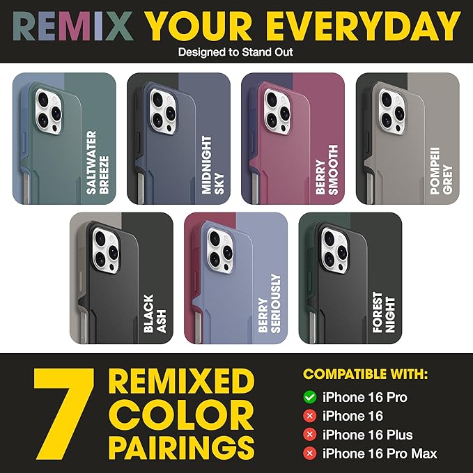 OtterBox iPhone 16 Pro (Only) – Commuter Series Case – Built-in MagSafe – Thin, Dual-Layer, Pocket-Friendly, Port Cover – Saltwater Breeze (Sage/Blue)