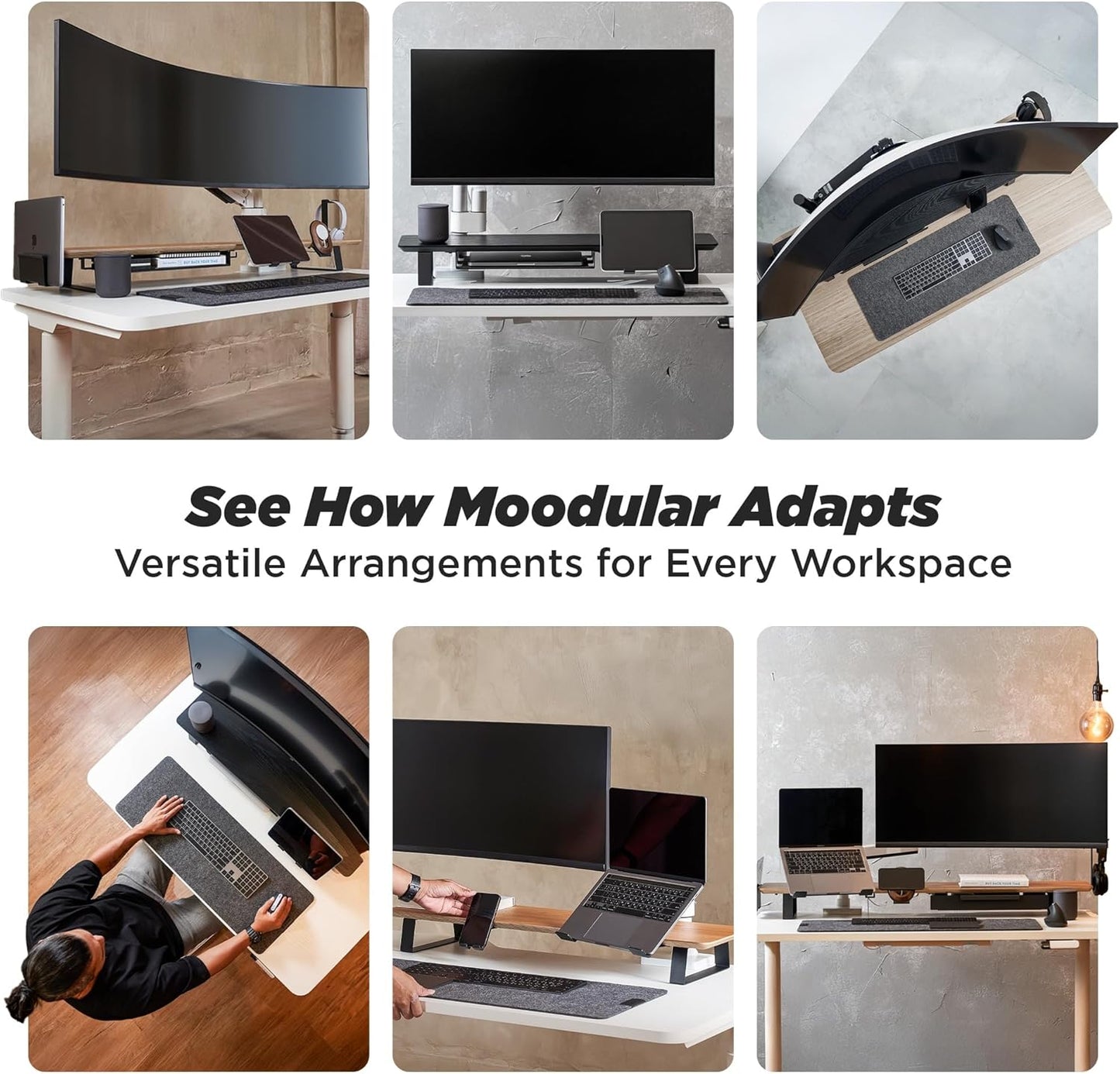 Moodular Add-ons Phone Stand [Accessory Only - Requires Moodular Wooden Monitor Stand Slide Rails for Use] Black MSA-PS