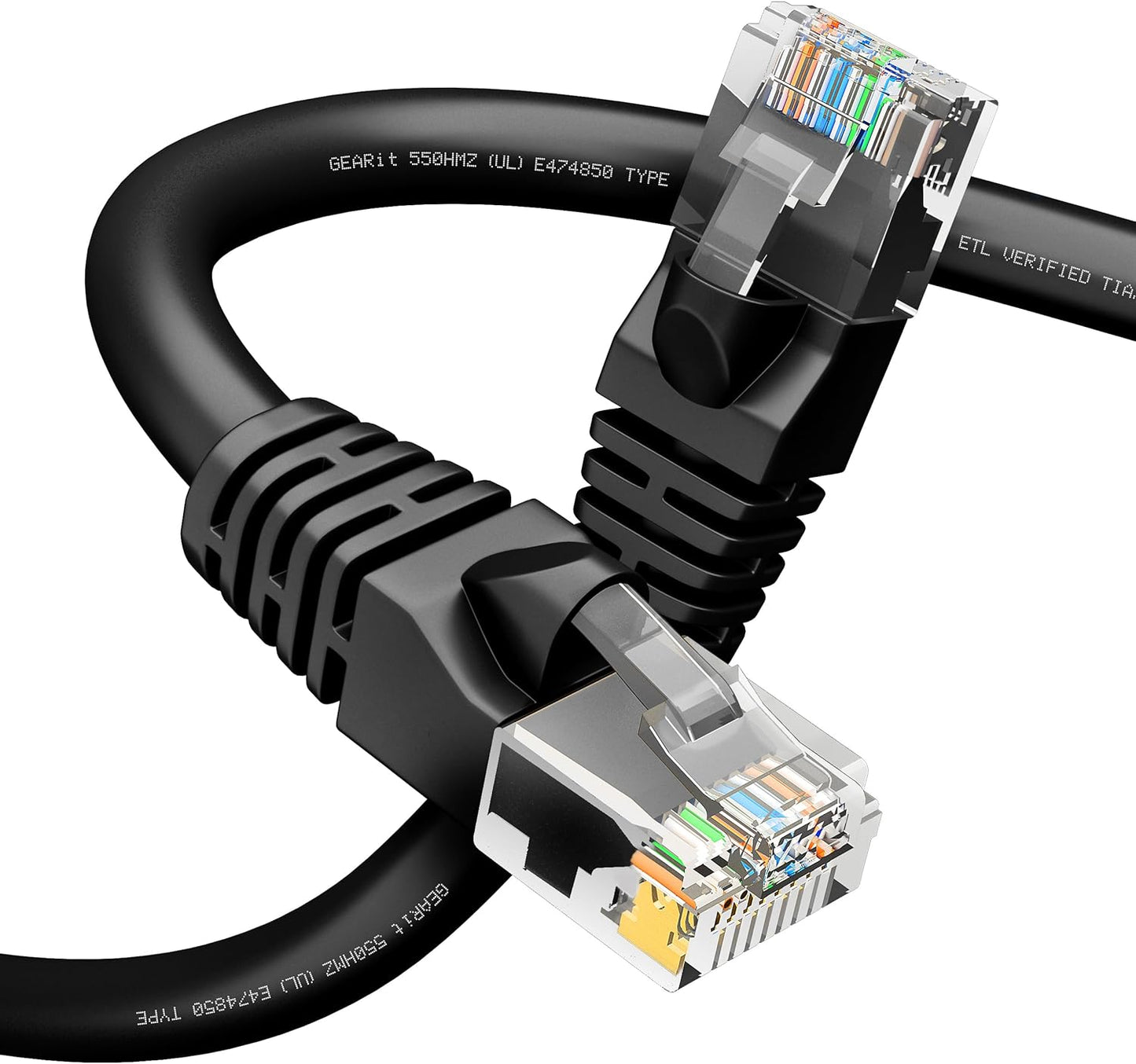 GEARit Cat 6 Ethernet Cable (1-Pack 5 Feet) Cat6 Network Patch, 10Gbps, RJ45, Snagless Cord, Gold-Plated Connectors, Internet for PC, TV, Tablet, Router, Printer, Servers, IT Data Center - Black
