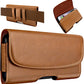PiTau Holster for iPhone SE 8 7 6 6s, Cell Phone Belt Holder with Clip for Men, Fits Smartphone with Case On, Cellphone Cover with ID Card Pouch, Brown- Small