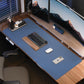 Leather Desk Pad Protector- 48" x 17" Office Desk Mat, Non-Slip PU Leather Mouse Pad, Waterproof Desk Blotter Mat, Desk Cover for Office and Home (Grey Blue)