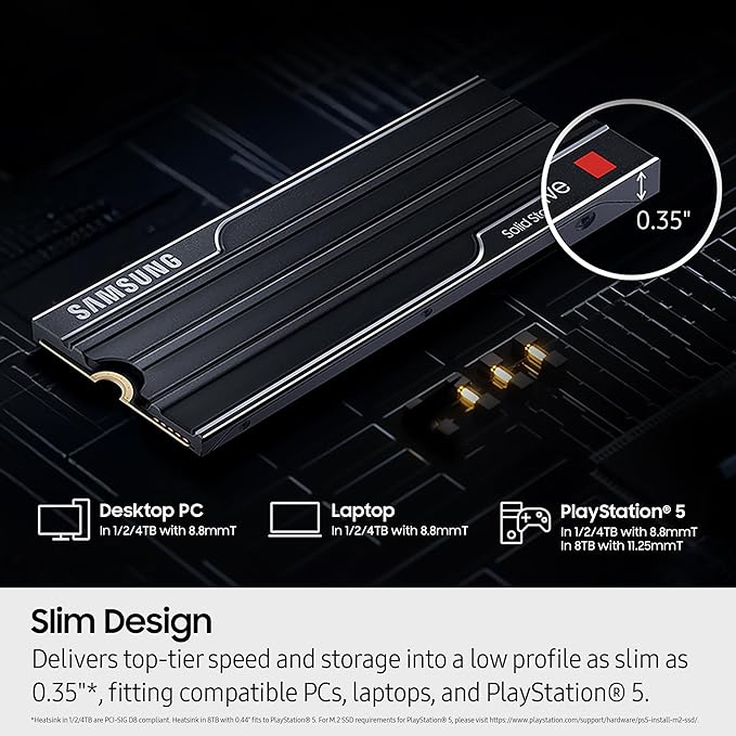Samsung SSD 9100 PRO with Heatsink 2TB, PCIe 5.0x4 M.2 2280, Seq. Read Speeds Up to 14,700/13,400 MB/s, Best for AI Computing, Gaming, and Heavy Duty Workstations (MZ-VAP2T0CW)