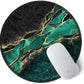 ITNRSIIET Round Mouse Pad with Stitched Edge Premium-Textured Waterproof Non-Slip Rubber Base Desktop Protection Mat Diameter 8.7 inches, Green Marble Gold