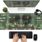 Kawaii Rainy Night Desk Mat Green Plants Gaming Mouse Pad XL, Aesthetic Anime Black Cat Desk Pad Laptop Computer Keyboard Mouse Mat, Desktop Decor Accessories for Girl Women Office 31.5"x11.8"