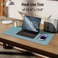 YSAGi Leather Desk Protector, Office Mat, Large Mouse Mat, Non-Slip PU Leather Blotter, Laptop Desk Pad, Waterproof Writing Pad for Office and Home (Ice Blue, 23.6" x 13.8")