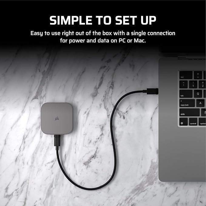 Corsair EX400U 2TB USB4 Portable External Type-C SSD – Up to 4,000MB/s Read, 3,600MB/s Write, USB 3.2 Gen2 2x2, Plug and Play, Thunderbolt 4, MagSafe, Includes 40Gbps Cable, Windows PC, iOS Mac – Gray