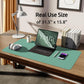 YSAGi Leather Desk Protector, Office Mat, Large Mouse Mat, Non-Slip PU Leather Blotter, Laptop Desk Mat, Waterproof Writing Pad for Office and Home (Green-Blue, 31.5" x 15.8")