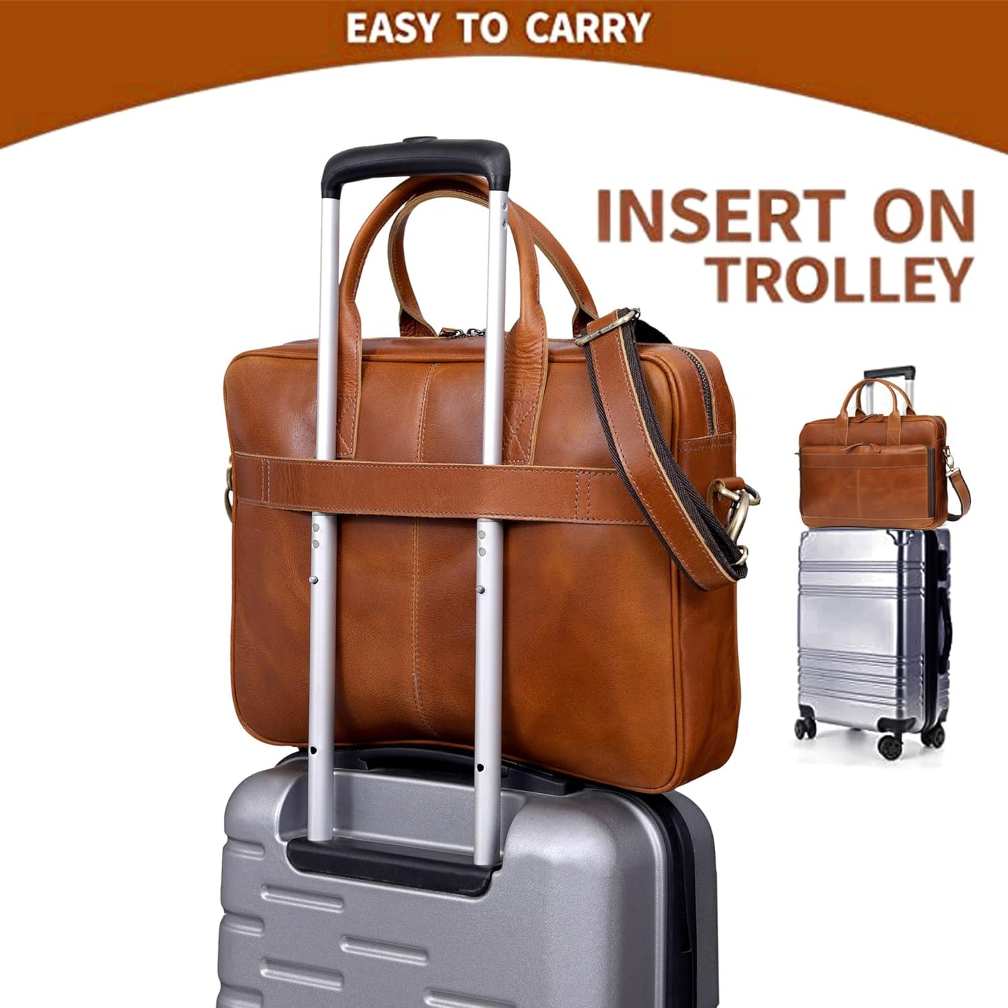 VC VINTAGE COUTURE Leather briefcase bag for men Leather Laptop Bags For Men and Women Travel Messenger Bag