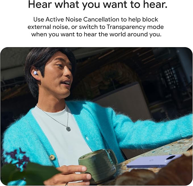 Google Pixel Buds 2a - Wireless Bluetooth Earbuds with Active Noise Cancellation and Transparency Mode - Lightweight, Comfortable Fit - 20-Hour Battery - Water Resistant - Built for Gemini - Fog