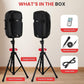 Pyle Wireless Portable PA system - 1000W High Powered Bluetooth Compatible Active + Passive Pair Outdoor Sound Speakers w/ USB SD MP3 AUX - 35mm Mount, 2 Stand, Microphone, Remote - Pyle PPHP1049KT