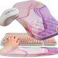 2-in-1 Ergonomic Set, Wave Keyboard Wrist Rest and Massage Slope Mouse Pad Wrist Support, Rebound Memory Foam for Relieve Carpal Tunnel Syndrome and Wrist Pain (Pink Purple Marble)
