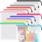 Umriox Small Zipper Pouch, 9.5x7.1 in (12 Colors, 12 Packs), Mesh Bags with Zipper for Office Supplies Travel Accessories