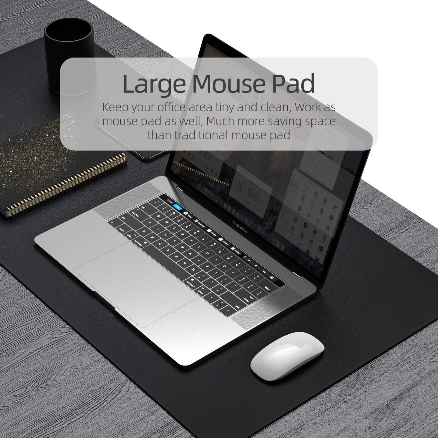 YSAGi Desk Mat, Desk Pad, Waterproof Desk Pad, 35.4" x 17" Laptop Leather Desk Pad Protector, Large Leather Desk Blotter for Keyboard and Mouse, Dual-Sided Desk Writing Pad for Office and Home (Black)
