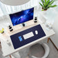 Leather Desk pad Protector, Large Desk mat with Natural Cork & PU Leather,Mouse pad,Non-Slip Office Desk Mat,Waterproof Desk Writing Pad for Office and Home (35in*17in, Blue)