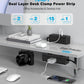 Dual Layer Desk Clamp Power Strip, Desktop Edge Mount Surge Protector with 4 USB Ports(2 USB-C) & 15 AC Outlets, Ultra Thin Flat Plug & 5FT Power Cord for Office Home(ETL Listed)