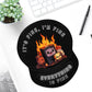 ITNRSIIET Ergonomic Mouse Pad with Gel Wrist Support Small Wrist Rest Smooth Surface Non-Slip PU Base Comfortable Office Supplies Pain Relief, 8.7 x 7.2 inches, Funny Burning Box