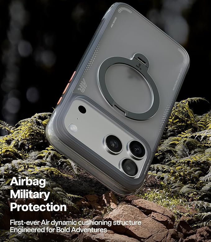 TORRAS Ostand Q3 Air for iPhone 17 Pro Case 6.3'' with Stronger Magnetic Stand, Fit for Magsafe, Airbags Miltary Protection, Camera Control for iPhone 17 Pro Case, Shockproof & Stylish, Shadow Black