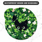 ITNRSIIET Round Mouse Pad with Stitched Edge Premium-Textured Waterproof Non-Slip Rubber Base Desktop Protection Mat Diameter 8.7 inches, Green Leave Cat