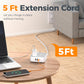 Surge Protector Power Strip, TESSAN 5 Ft Flat Plug Extension Cord with Multiple Outlets, 3 USB (1 USB C PD 20W), 8 Outlets, 900J Surge Protection, for Home, Office, Dorm Room Essentials, 1250W